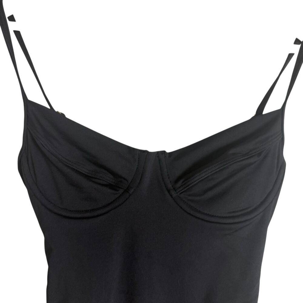MICHAEL Michael Kors Black Underwire Gold Logo Belt One Piece Swimsuit Size 6 - Picture 4 of 13